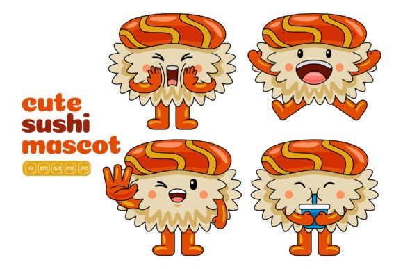 Charming Sushi Personalities: How the Cute Sushi Mascot Vector Pack 03 Adds a Dash of Whimsy to Everyday Projects