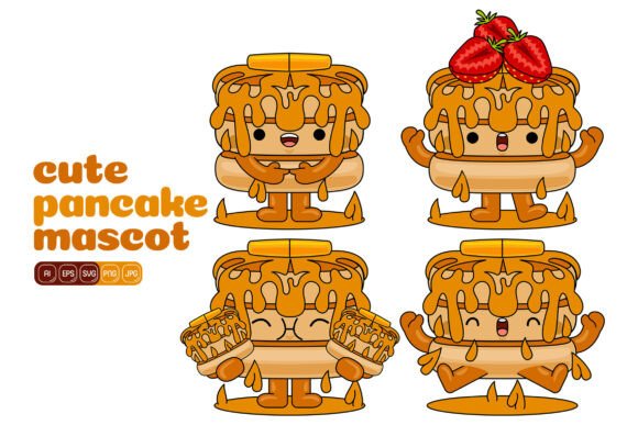 Cute Pancake Mascot Vector Pack 02: Versatile Design Assets