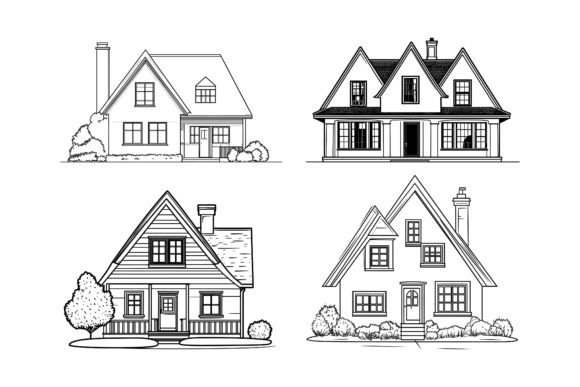Doodle-Style House Illustrations for Creative Projects