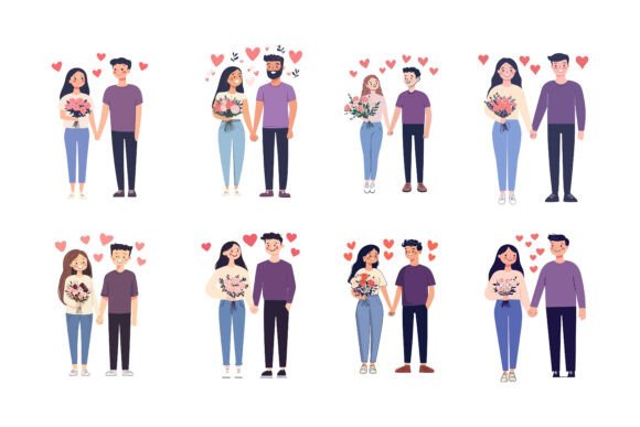 Exploring the Creative Potential of a Variety of Couples Cartoon Icons Set
