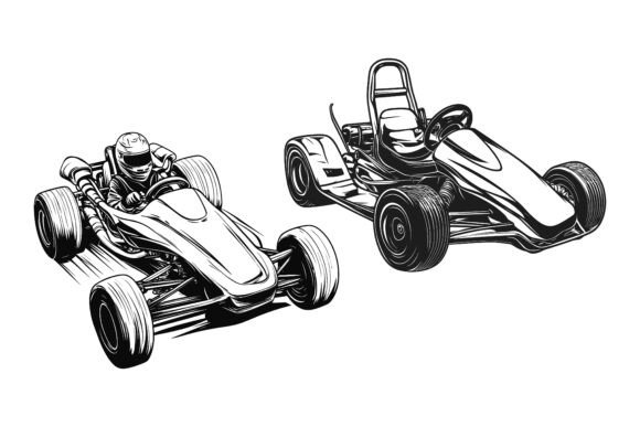 Go Kart Racer Icon Set Collection