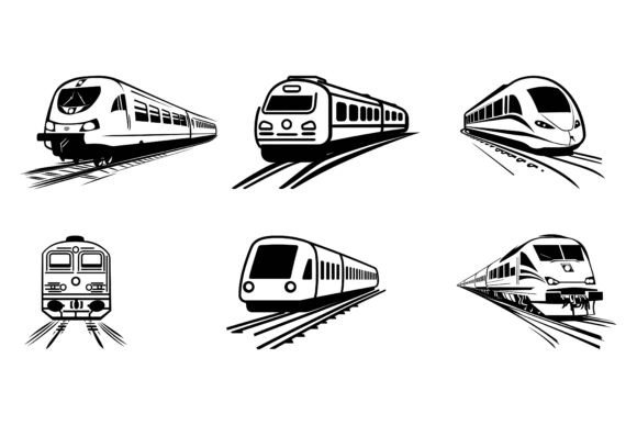 Isolated Object of Railroad and Train Vector Set