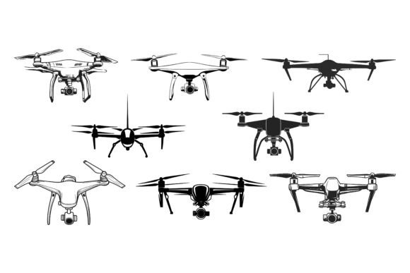 Set of Different Drones: Your Creative Drone Graphics Library