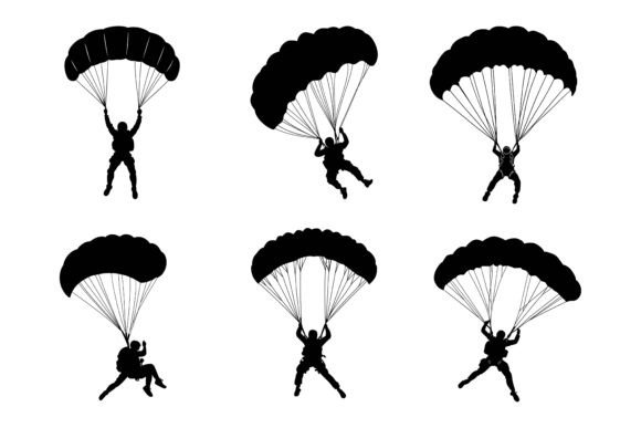 Skydiving or Paragliding Silhouettes Vec: Real-World Uses and Practical Applications