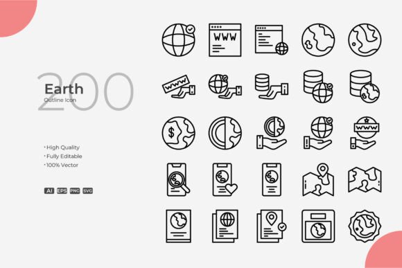 The Practical Magic of Vector Icon Sets: An In-Depth Look at Earth Outline and 200 Essential Icons
