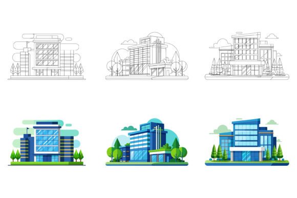 Transforming Hotel, Business and Office Building Projects with Versatile AI EPS Illustrations