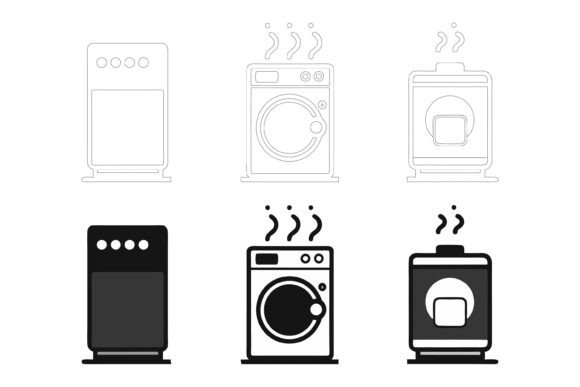 Washing Machine Illustration Sets: Creative Uses & AI EPS Files