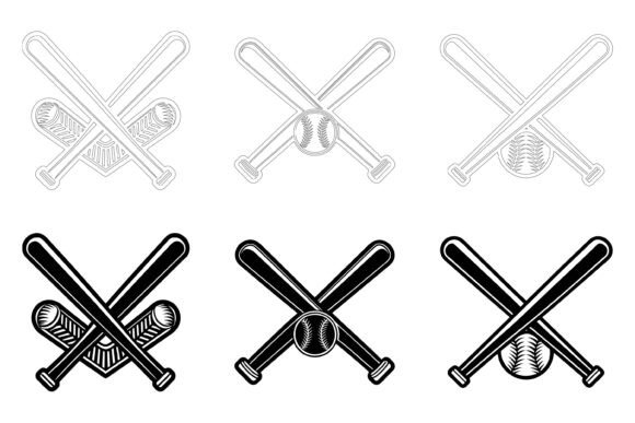 Wooden Baseball Bats: Premium AI EPS Illustration Sets